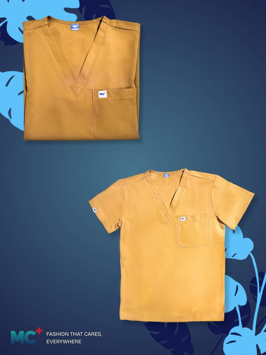 FlexMove Sandstone V-Neck Tops Comfortable Durable Material Scrub Suit for Men