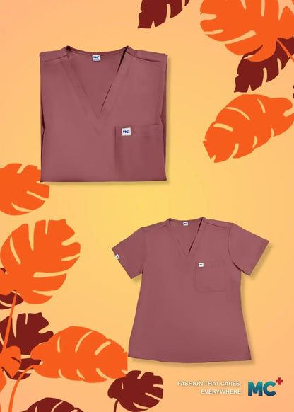 FlexMove Rosewood V-Neck Tops - Comfortable Durable Material Scrub Suit for Women