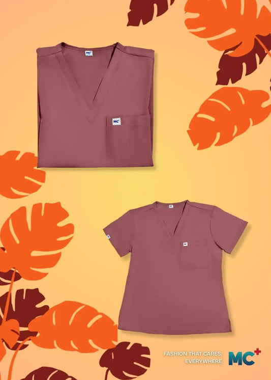 FlexMove Rosewood V-Neck Tops - Comfortable Durable Material Scrub Suit for Women