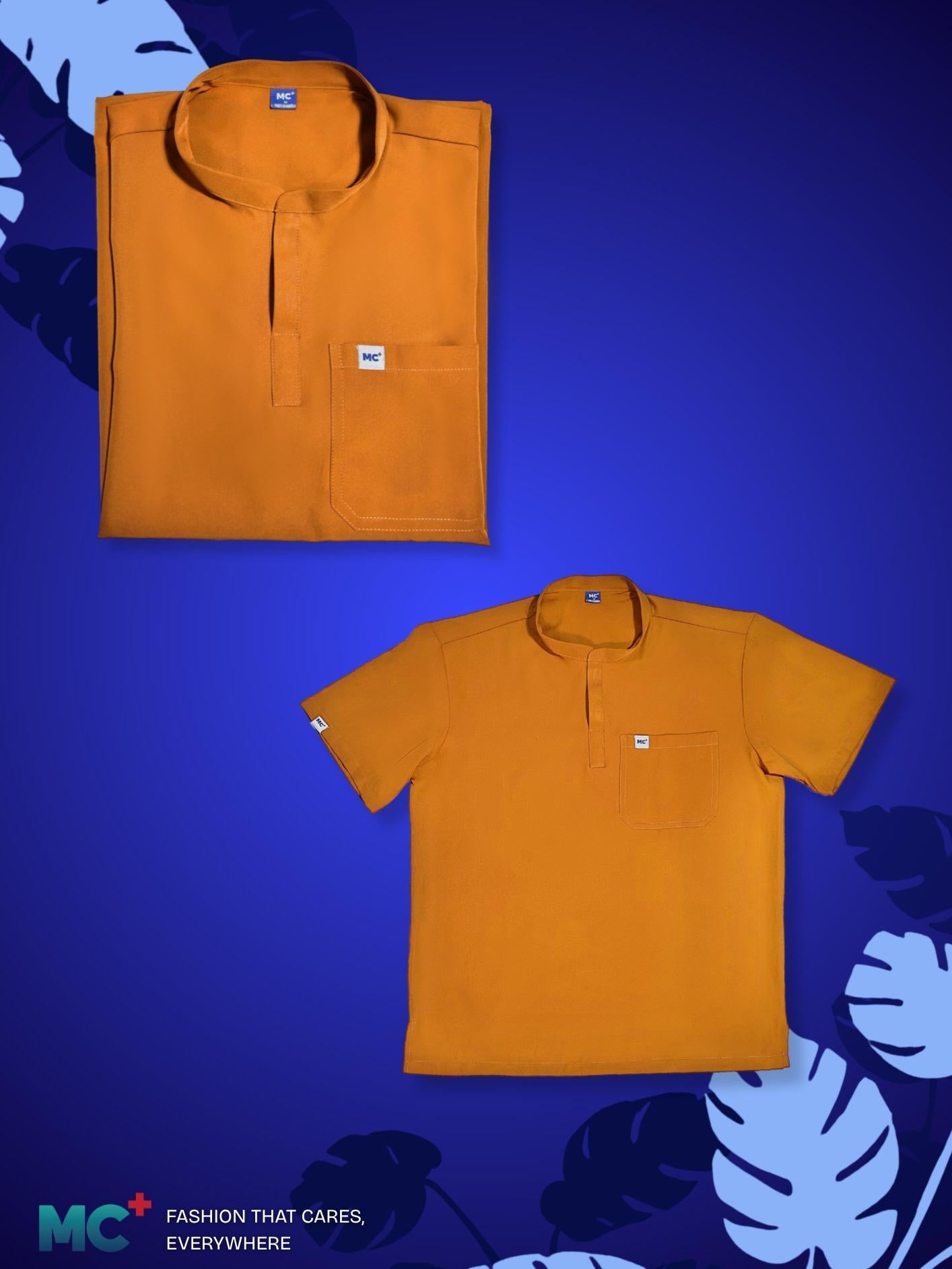 FlexMove Sunflare Mandarin Tops - Comfortable Durable Material Scrub Suit for Men