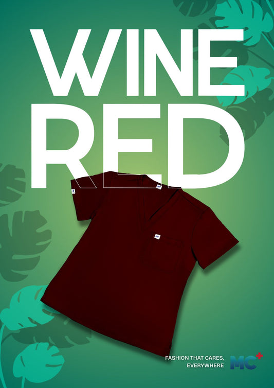 FlexMove Wine Red V-Neck Tops - Comfortable Durable Material Scrub Suit for Women