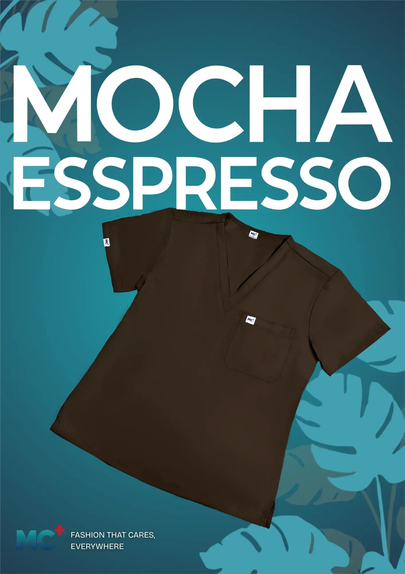 FlexMove Mocha Espresso V-Neck Tops - Comfortable Durable Material Scrub Suit for Women
