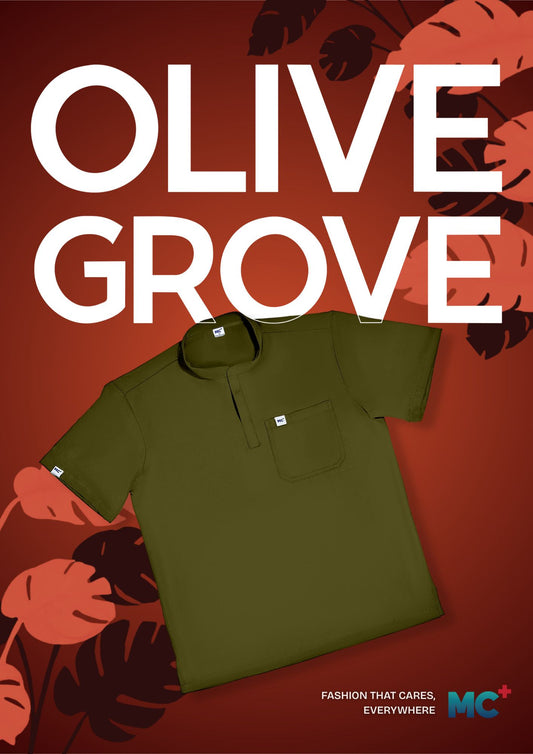 FlexMove Olive Grove Mandarin Tops Comfortable Durable Material Scrub Suit for Women Ideal for Work Environments Reliability and Longevity