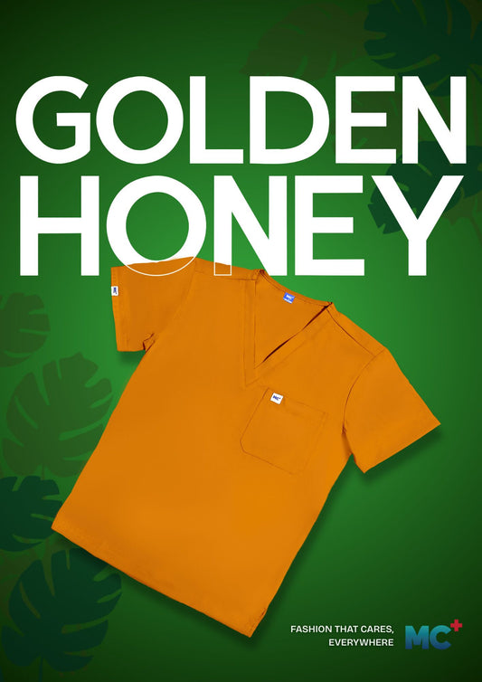 FlexMove Golden Honey V-Neck Tops Comfortable Durable Material Scrub Suit for Men