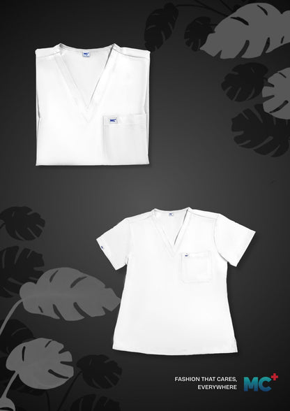 FlexMove Arctic White V-Neck Tops - Comfortable Durable Material Scrub Suit for Women