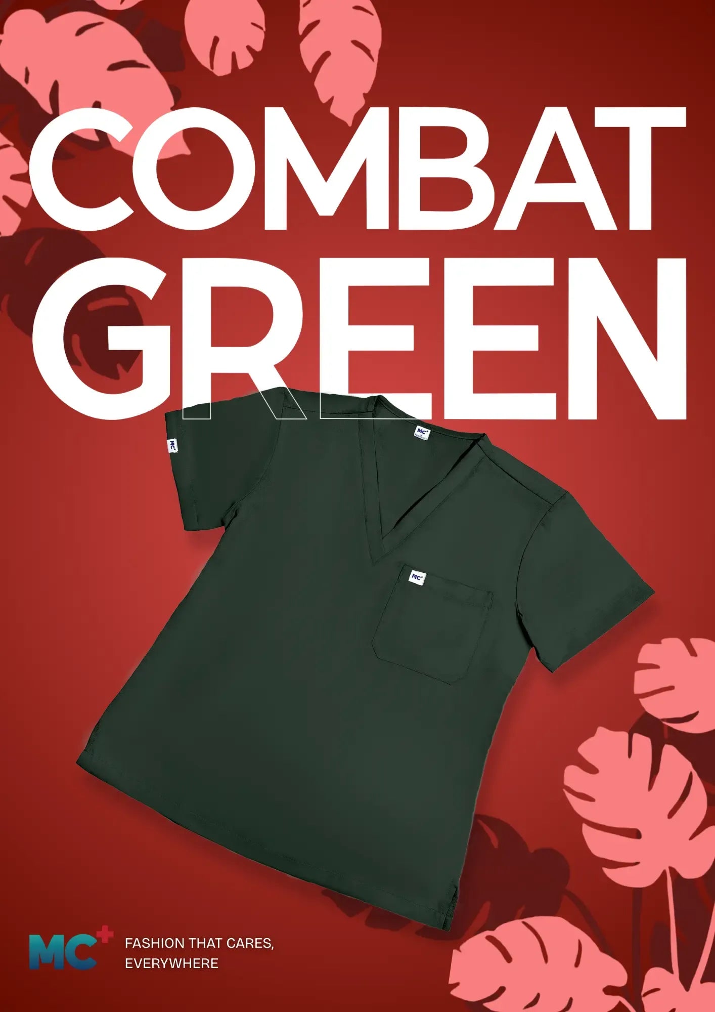 FlexMove Combat Green V-Neck Tops - Comfortable Durable Material Scrub Suit for Women