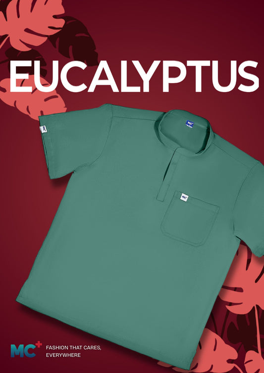 FlexMove Eucalyptus Mandarin Tops - Comfortable Durable Material Scrub Suit for Men