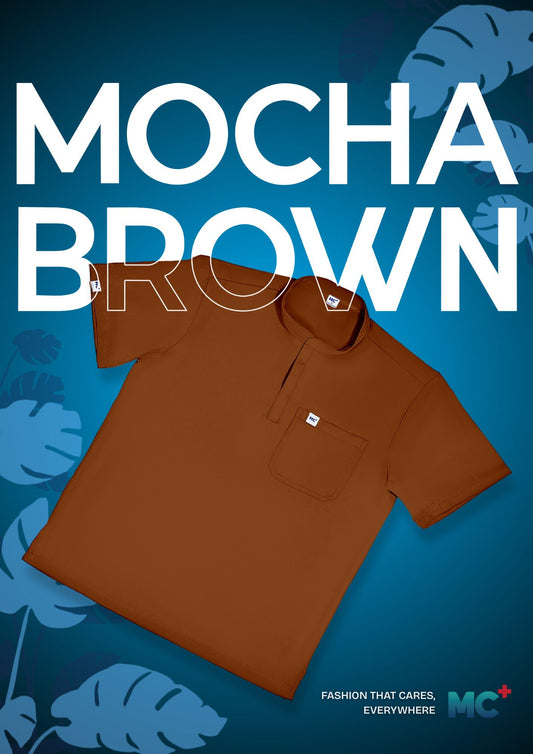 FlexMove  Mocha Brown Mandarin Tops Comfortable Durable Material Scrub Suit for Women Ideal for Work Environments Reliability and Longevity