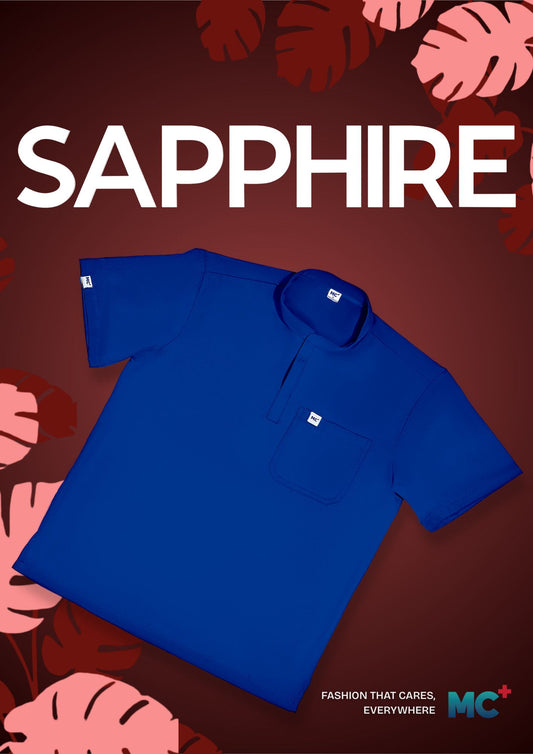 FlexMove Sapphire Mandarin Tops Comfortable Durable Material Scrub Suit for Men Ideal for Work Environments Reliability and Longevity