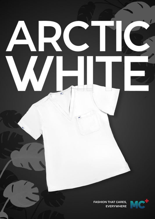 FlexMove Arctic White V-Neck Tops - Comfortable Durable Material Scrub Suit for Women