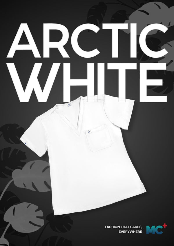 FlexMove Arctic White V-Neck Tops - Comfortable Durable Material Scrub Suit for Women