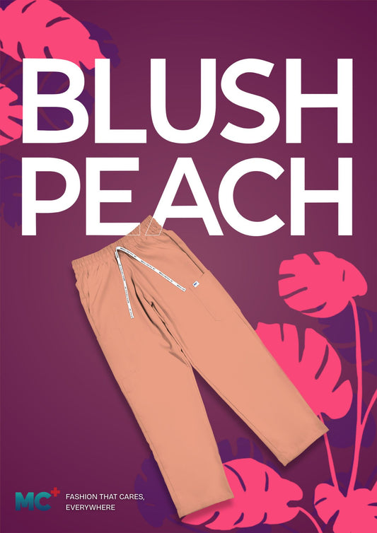 FlexMove Blush Peach Straight Cut Bottom Comfortable Durable Material Scrub Suit for Men