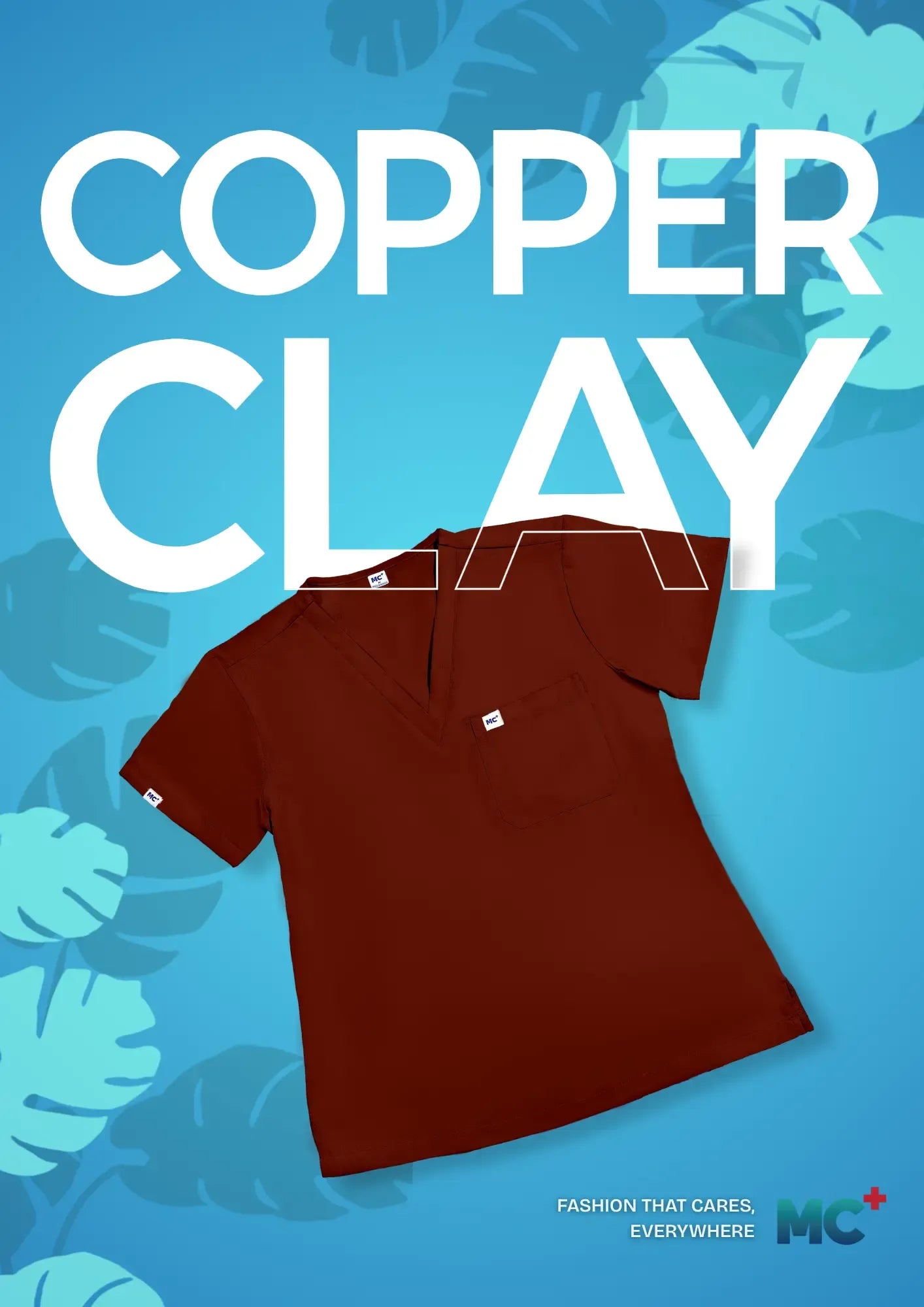 FlexMove Copper Clay V-Neck Tops - Comfortable Durable Material Scrub Suit for Women