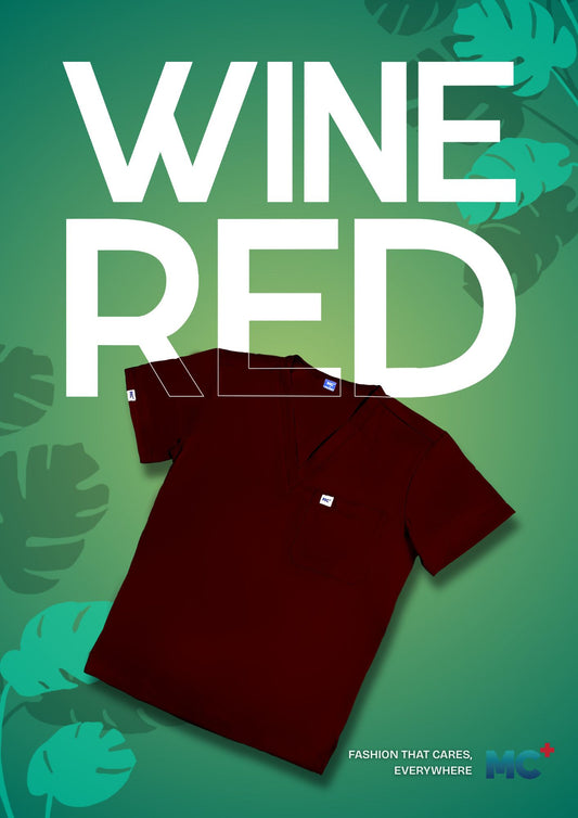 FlexMove Wine Red V-Neck Tops Comfortable Durable Material Scrub Suit for Men