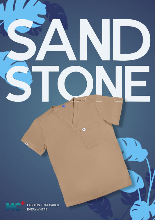 FlexMove Sandstone V-Neck Tops Comfortable Durable Material Scrub Suit for Men