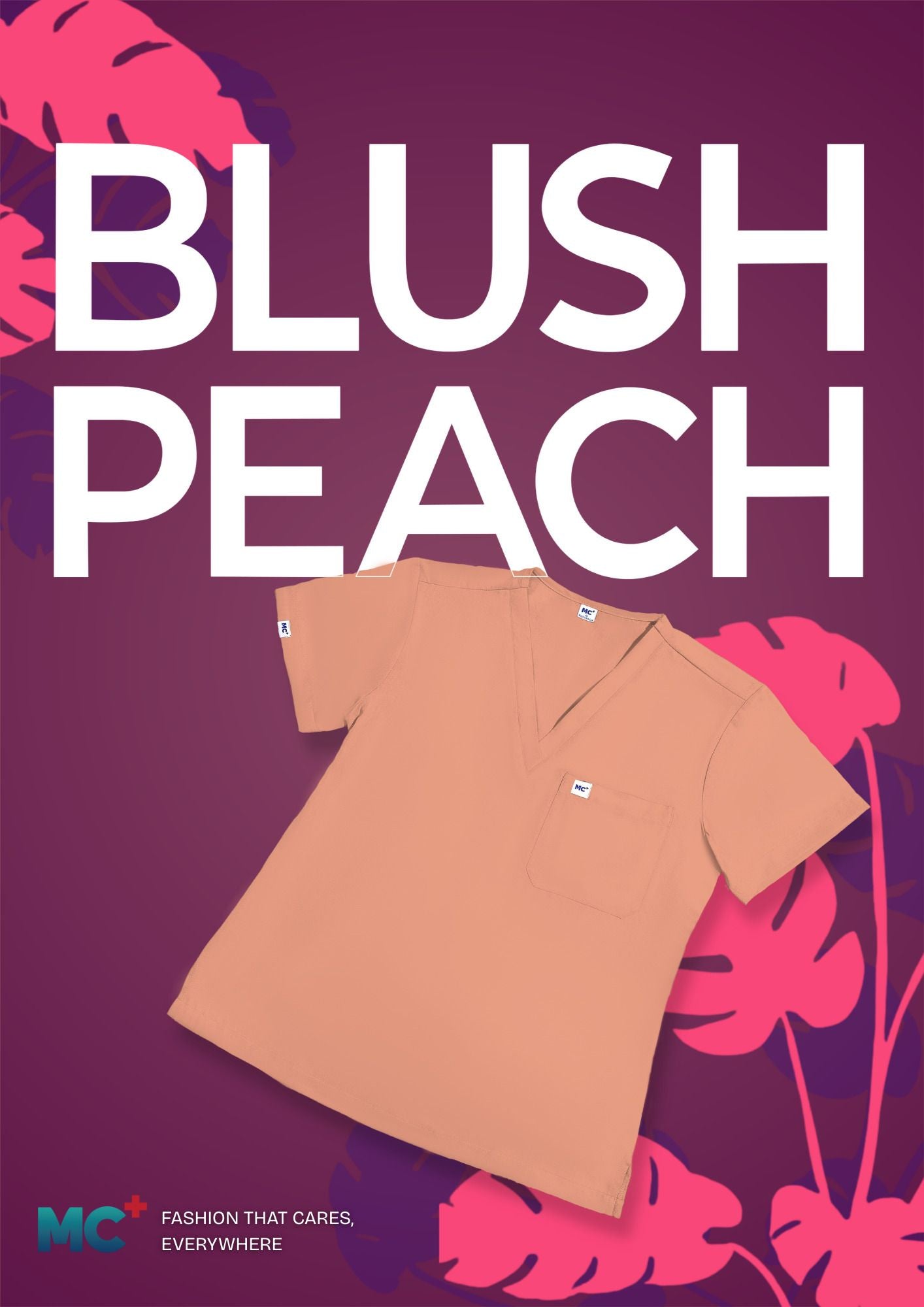FlexMove Blush Peach V-Neck Tops - Comfortable Durable Material Scrub Suit for Women
