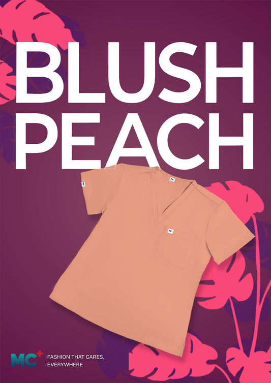 FlexMove Blush Peach V-Neck Tops - Comfortable Durable Material Scrub Suit for Women