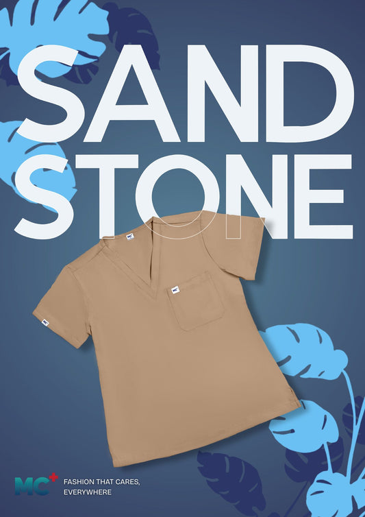 FlexMove Sandstone V-Neck Tops - Comfortable Durable Material Scrub Suit for Women