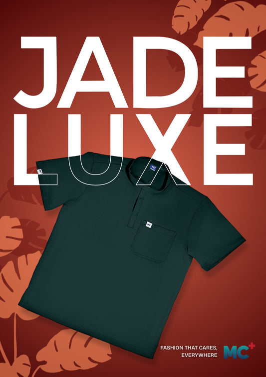 FlexMove Jade Luxe Mandarin Tops - Comfortable Durable Material Scrub Suit for Men