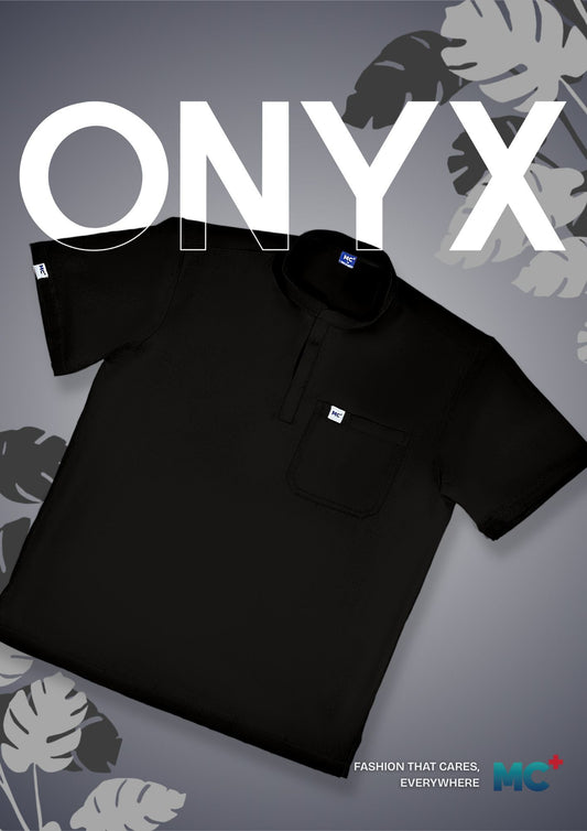 FlexMove Onyx Mandarin Tops - Comfortable Durable Material Scrub Suit for Men