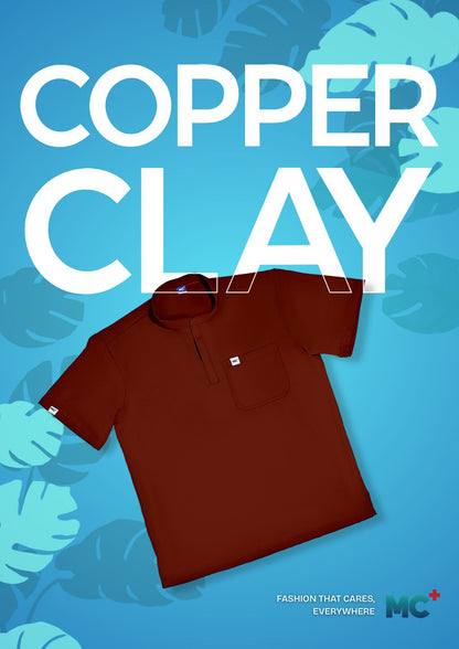 FlexMove Copper Clay Mandarin Tops - Scrub Suit for Men Workwear made with Durable Material