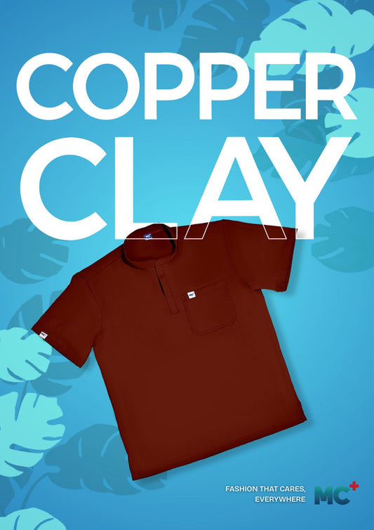 FlexMove Copper Clay Mandarin Tops - Scrub Suit for Men Workwear made with Durable Material