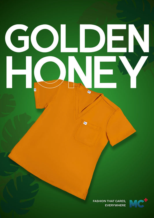 FlexMove Golden Honey V-Neck Tops - Comfortable Durable Material Scrub Suit for Women