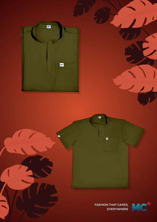 FlexMove Olive Grove Mandarin Tops Comfortable Durable Material Scrub Suit for Women Ideal for Work Environments Reliability and Longevity