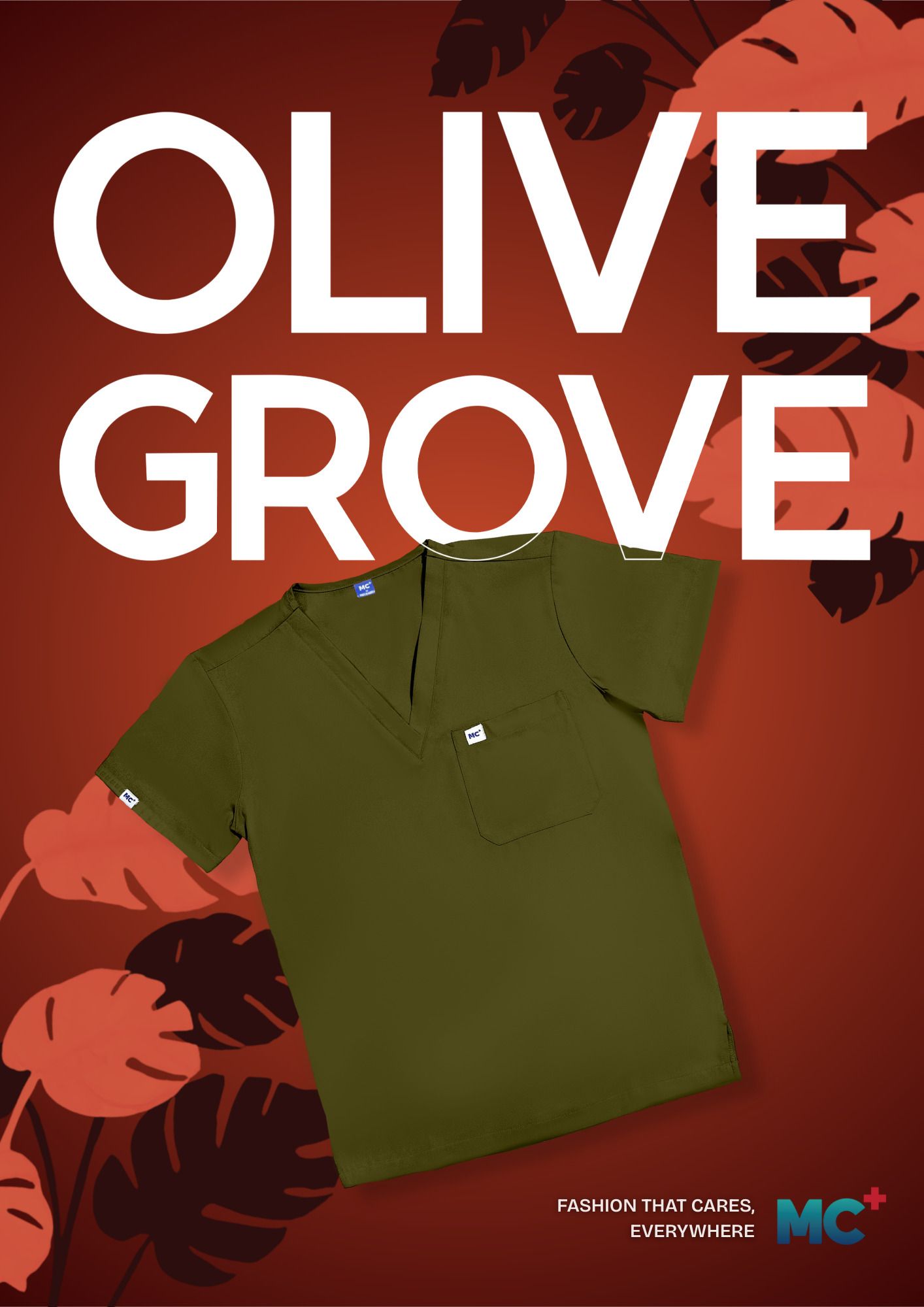 FlexMove Olive Grove V-Neck Tops Comfortable Durable Material Scrub Suit for Men