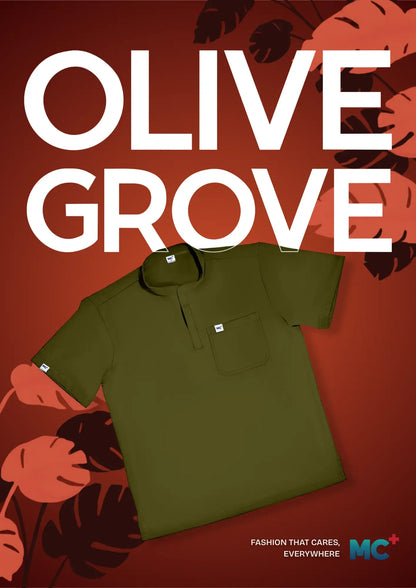 FlexMove Olive Grove Mandarin Tops Comfortable Durable Material Scrub Suit for Women Ideal for Work Environments Reliability and Longevity