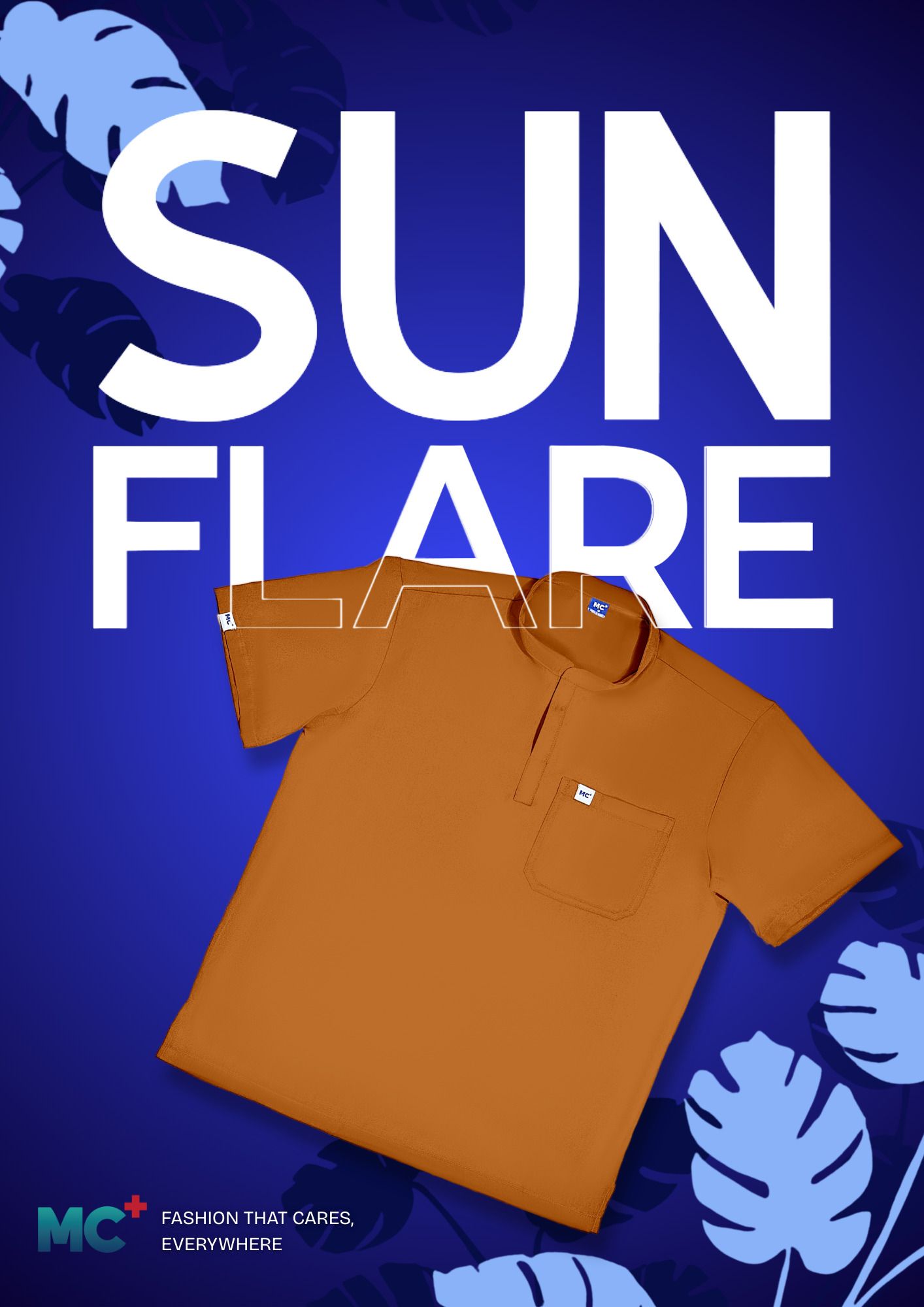 FlexMove Sunflare Mandarin Tops - Comfortable Durable Material Scrub Suit for Men