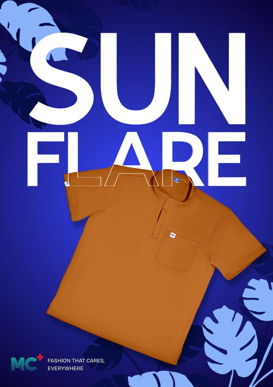 FlexMove Sunflare Mandarin Tops - Comfortable Durable Material Scrub Suit for Men