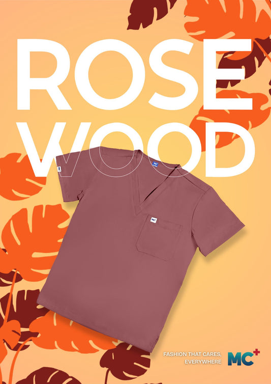 FlexMove Rosewood V-Neck Tops Comfortable Durable Material Scrub Suit for Men