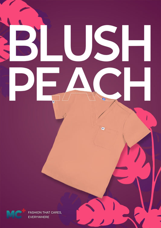 FlexMove Blush Peach V-Neck Tops Comfortable Durable Material Scrub Suit for Men
