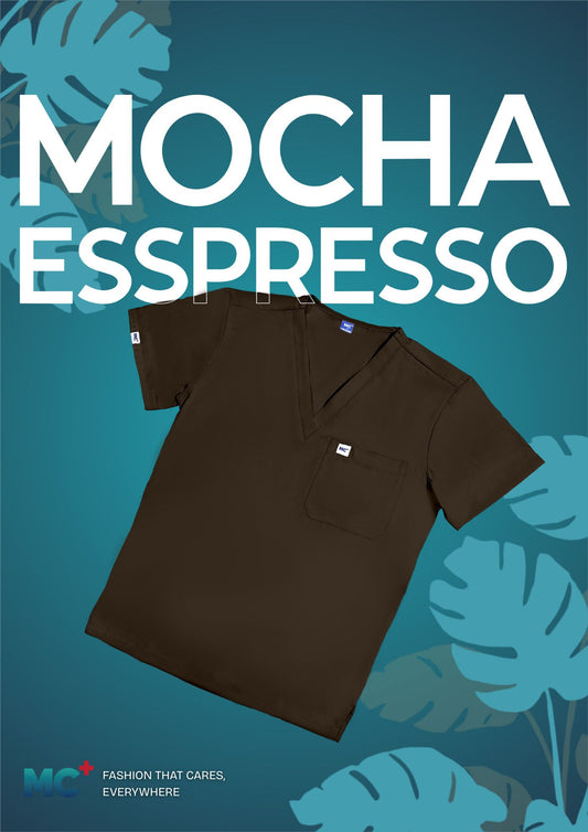 FlexMove Mocha Espresso V-Neck Tops Comfortable Durable Material Scrub Suit for Men
