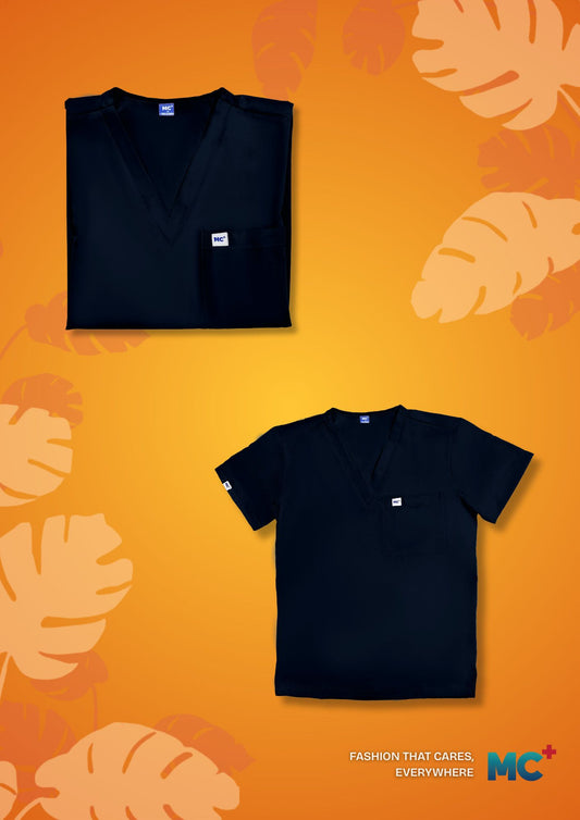 FlexMove Midnight Navy V-Neck Tops Comfortable Durable Material Scrub Suit for Men