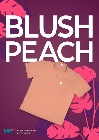 FlexMove Blush Peach Mandarin Tops Comfortable Durable Material Scrub Suit for Women Ideal for Work Environments Reliability and Longevity