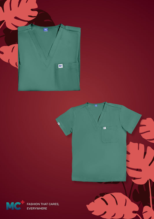 FlexMove Eucalyptus V-Neck Tops Comfortable Durable Material Scrub Suit for Men