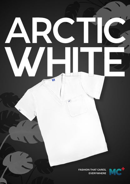 FlexMove Arctic White V-Neck Tops Comfortable Durable Material Scrub Suit for Men