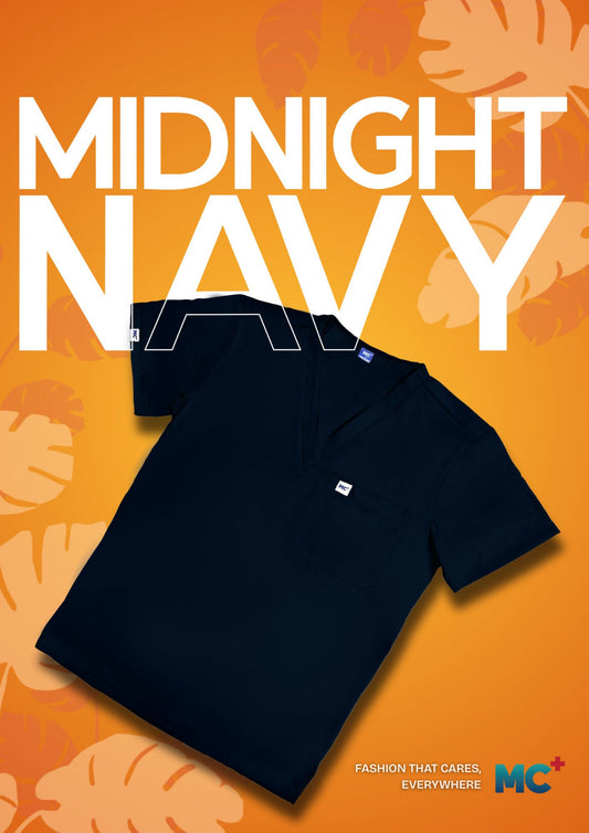 FlexMove Midnight Navy V-Neck Tops Comfortable Durable Material Scrub Suit for Men
