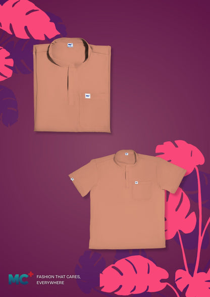 FlexMove Blush Peach Mandarin Tops Comfortable Durable Material Scrub Suit for Women Ideal for Work Environments Reliability and Longevity